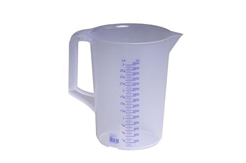 hünersdorff verre doseur 3l | polypropylène (PP) | incassable et lavable au lave-vaisselle | avec poignée | transparent avec graduation bleue | verre mesureur 3000 ml