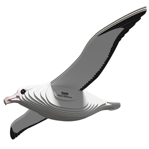 EUGY Albatros Royal : Puzzle 3D N° 007 : Jouet Créatif en Carton Recyclé : pour Enfants dès 6 Ans et Adultes Jusqu’à 99 Ans : Puzzle Éducatif et Écologique