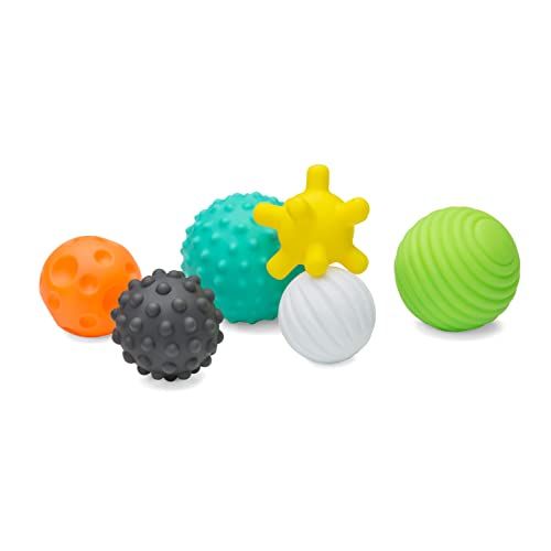 INFANTINO Balles Souples Sensorielles - 6 balles Souples aux Formes et Tailles différentes pour Le développement sensoriel - pour Les Enfants à partir de 6 Mois