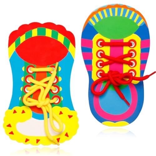 2 Pièces Planche D'Exercice en Bois, Planche à Lacets, Planche D'apprentissage Des Lacets pour Enfants, Jouet Éducatif à Lacets, Outil D'Éducation Précoce