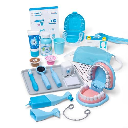 Melissa & Doug - Coffret Dentiste Super Sourire 26 Pièces - Jeu Imitation - Jeu De Rôle Apprenti Dentiste - Jouet D'Activité, De Développement Et d'apprentissage - Cadeau Enfant 3 Ans Et +