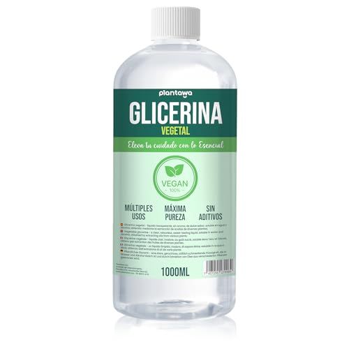PLANTAWA Glycérine Végétale 1L | Glycérine Liquide Pour Faire Du Savon, Haute Pureté, Hydratant Naturel Cheveux et Peau, Sans Parfum Idéal Savons, Shampooings, Crèmes, Qualité Pharmaceutique