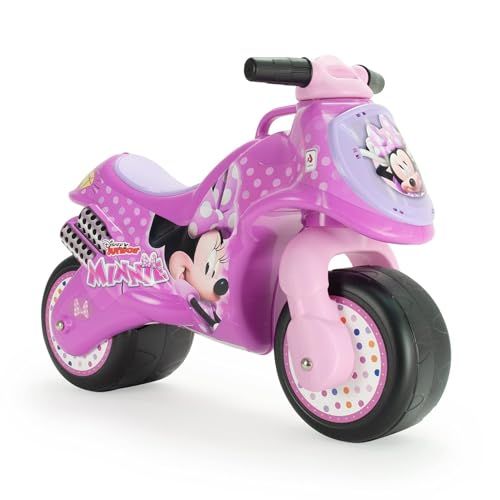 Moto Porteur Enfant 18 Mois à 3 Ans sans Pédales Bebe - Neox Minnie Mouse Licence Disney Stable + Ergonomique Moto Draisiènne pour Fille 2 Ans Roues Larges + Transport Facile + Style Course | INJUSA