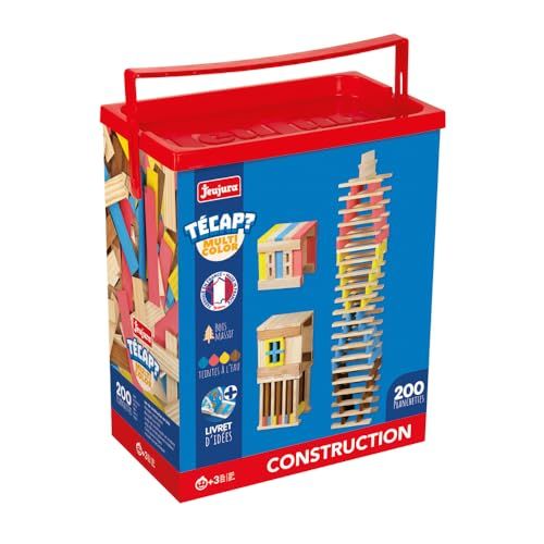 Jeujura - Técap Multicolor - Jeu d'Équilibre et de Construction - Blocs de Construction Empilables - 200 Pièces - Made in France - À partir de 3 Ans - 8312