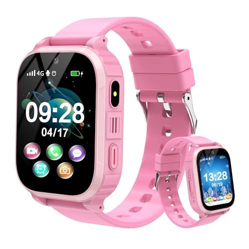 YEDASAH 4G Montre Connectée Enfants, Appels Vidéo, Localisation GPS, IP68 Étanche Montre Telephone Enfant avec SOS, Musique, Mode École, Podomètre, Jeux, Réveil, Prendre des Photos, 4 à 12 Ans Cadeau
