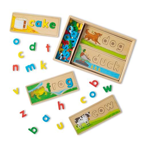 Melissa & Doug Voir et Épeler | Jeux éducatif pour Apprendre Anglais en Bois | Premier âge | Jouet Montessori | Jouets en Bois | 3+ | Cadeau pour garçon ou Fille, Nouveau