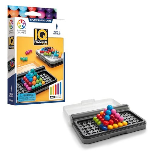 SmartGames - IQ Puzzler Pro - Jeu Casse Tête - Jeu de Réflexion - 120 Défis en 2D et 3D - 3 Modes de Jeu - Coffret pour Les Voyages - 1 Joueur - A Partir de 6 Ans