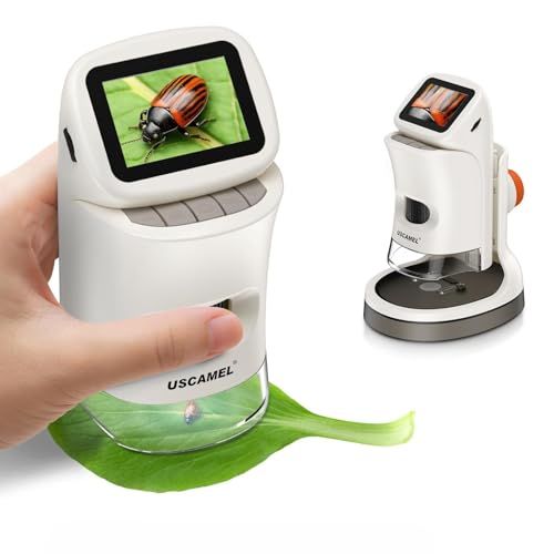 Microscope Portable Portable pour Enfants : Microscope numérique de Poche 1000x pour Enfants avec écran LCD 4K 2" Rechargeable par USB, Carte TF 32G, 15 Lames