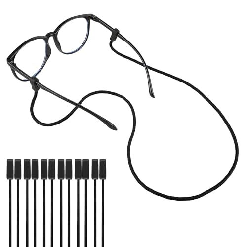 Andibro Lot de 6 sangles de lunettes sans queue en silicone - Support universel pour lunettes de soleil - Sangle antidérapante pour lunettes de soleil autour du cou, Noir , taille unique