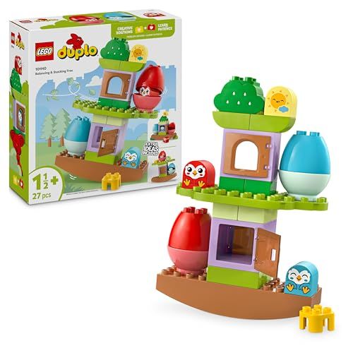 LEGO Duplo Arbre Qui se Balance et s’Empile - Jouet Interactif pour Bébé dès 1 an - Jeu de Construction Développant la Motricité Fine - 2 Figurines d'oiseaux - Cadeau pour Fille ou Garçon 10440