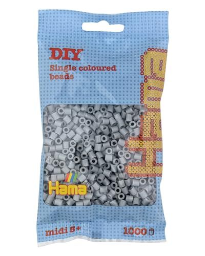HAMA - sachet de perles à repasser | env. 1000 perles midi | loisirs créatifs et mosaïques pour enfants dès 5 ans | jeu créatif et décoration artisanale | Grey