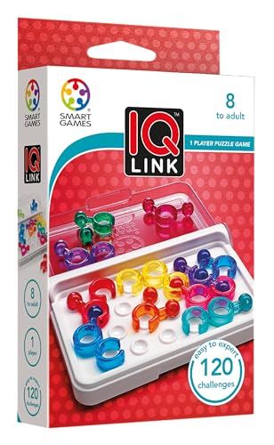 SmartGames - IQ Link - Jeu de Réflexion et de Logique - 120 Défis de Différents Niveaux - 1 Joueur - A partir de 8 Ans