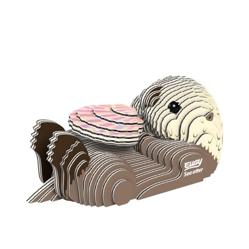 EUGY Loutre de Mer : Puzzle 3D N° 060 : Jouet Créatif en Carton Recyclé : pour Enfants dès 6 Ans et Adultes Jusqu’à 99 Ans : Puzzle Éducatif et Écologique