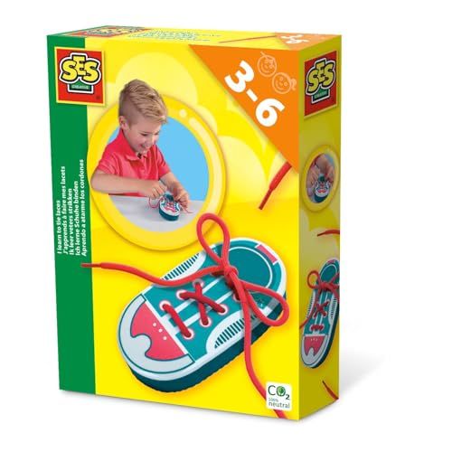 SES Creative | J’apprends à Faire Mes Lacets : Chaussure d’Apprentissage Enfant 3‑6 Ans | Jouet Éducatif Lacets | Motricité Fine & Autonomie | Activité Lacets 3 Ans | 14775