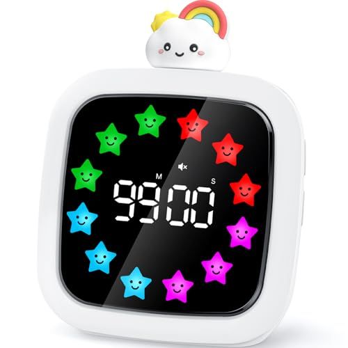 Yunbaoit Minuteur Visuel, Compte à Rebours Silencieux Rechargeable de 99 Minutes, 9 Couleurs D'affichage Optionnelles, Outil de Gestion du Temps pour Les Enfants et Les Adultes (Arc-en-Ciel)