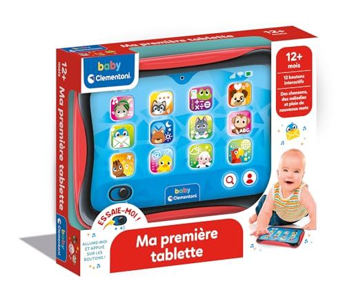 Clementoni | Ma Première Tablette : Jouet Éducatif Interactif Bébé 12 Mois+ | 12 Boutons Tactiles | Lettres, Chiffres, Animaux, Sons et Mélodies | Développement Langage | Idée Cadeau Premier Âge