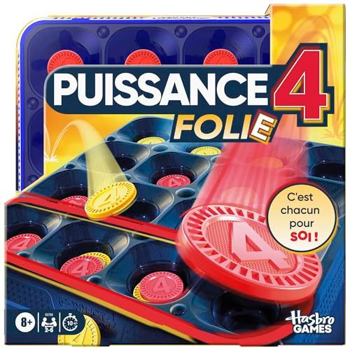 Puissance 4 Folie, Jeu de Plateau - Version Française Rapide pour Enfants et Familles, Jeu de Société Hasbro avec Pions à Faire Rebondir, Jeux de société, Dès 8 Ans