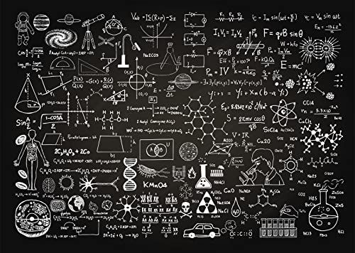 BELECO 2.1x1.5m Tissu Science Thème Classe Tableau Noir Toile de Fond Chimie Mathématiques Géométrie Physique Tableau Manuscrit Fond Enseignement en Ligne Décor Photo