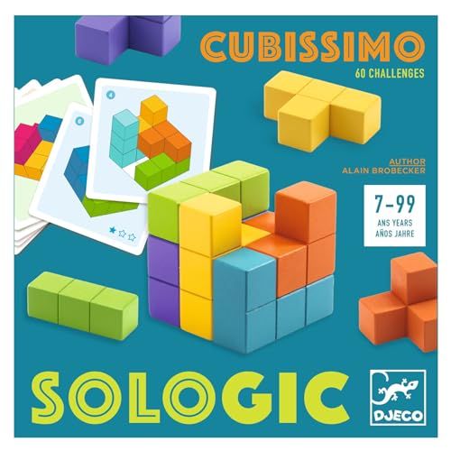 Djeco - Sologic Cubissimo - Casse-tête en Bois - Enfants et Adultes dès 7 Ans - Développe la Logique et la Mémoire - DJ08477 - Multicolore