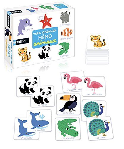 Nathan 31154 Mon Premier Mémo Animaux - Jeu de Mémoire - Découverte des Animaux Du Monde - Jeu Educatif - A Jouer en Famille - Pour Enfants dès 2 ans, Multicolore