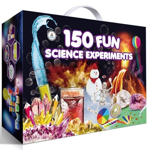 UNGLINGA 150 Expériences Scientifique pour Enfants, Activités Laboratoire de Chimie et Kit, Kits Éducatifs et Jeux Science, Idées de Cadeaux d'anniversaire pour Garçons et Filles, Éruptions Volcanique