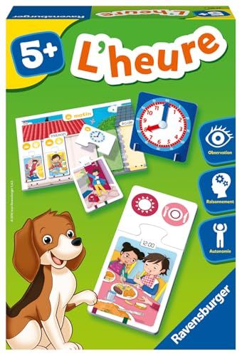 Ravensburger - Jeu Educatif - L'heure - Apprentissage des notions de Temps - Logique, chronologie des événements - Lecture de l'heure - A partir de 5 Ans - 24072