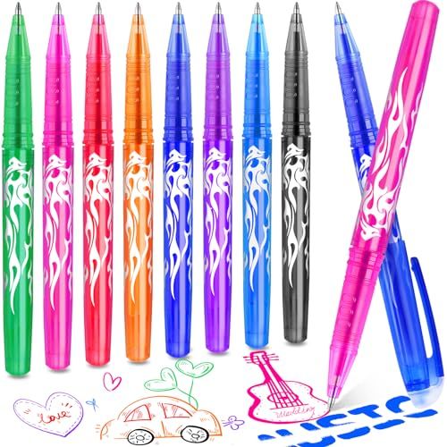 DOMAXWILL Stylos Effaçable, 8 Couleurs Encre Gel Effaçable, Stylo Effacable Stylo Gel Effaçables Pointe 0,5 mm, Stylos à Bille avec Gomme pour Enfants, Adultes, Fournitures Scolaires