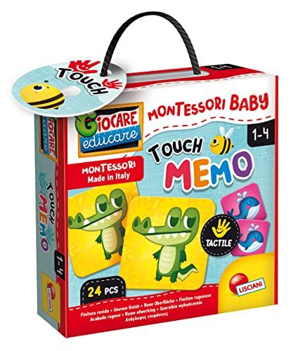 Lisciani - MONTESSORI BABY - Touch Memo - 24 Pièces au Toucher Rugueux - Jeu Educatif pour Enfants de 1 a 4 ans - Développement Sensoriel - Apprentissage Méthode Montessori