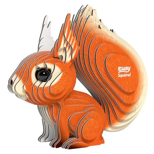 EUGY Écureuil : Puzzle 3D N° 083 : Jouet Créatif en Carton Recyclé : pour Enfants dès 6 Ans et Adultes Jusqu’à 99 Ans : Puzzle Éducatif et Écologique