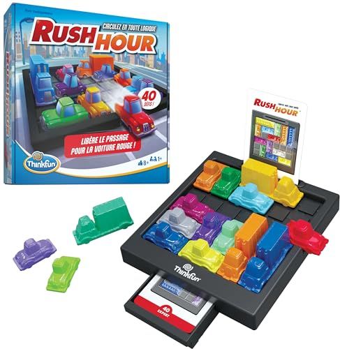 ThinkFun - Rush Hour - Jeu de logique - Casse-tête - Embouteillage - 40 défis 4 Niveaux - 1 Joueur ou Plus - dès 8 Ans - Ravensburger - 76600 - Mixte - Version française