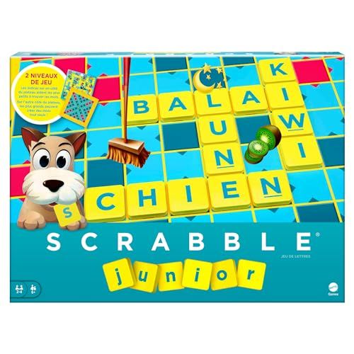 Mattel Games Scrabble Junior, Jeu de Société pour Enfant, dès 6 Ans, Jeu de Société Enfants avec de Lettres, Jeux Enfants dès 6 Ans, Version Française, Y9668