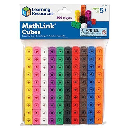 Learning Resources MATHLINK® CUBES-100, Cubes emboîtables pour activités mathématiques, Jeu éducatif STEM, comptage, Addition, soustraction, Motifs, tri par Couleur, motricité Fine, dès 5 Ans