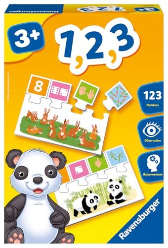 Ravensburger - Jeu Educatif - 1, 2,3 - Apprentissage ludique des nombres jusqu'à 10, quantités et premières notions de calcul - A partir de 3 Ans - 24045