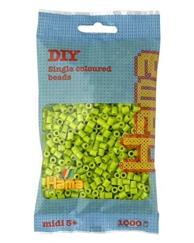 HAMA - sachet de perles à repasser | env. 1000 perles midi | loisirs créatifs et mosaïques pour enfants dès 5 ans | jeu créatif et décoration artisanale | Lime