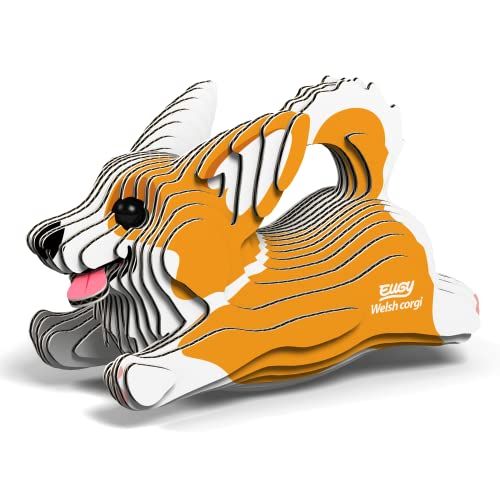 EUGY Welsh Corgi chien, puzzle 3D n° 080, jouet créatif en carton recyclé, pour enfants dès 6 ans et adultes jusqu’à 99 ans, puzzle éducatif et écologique
