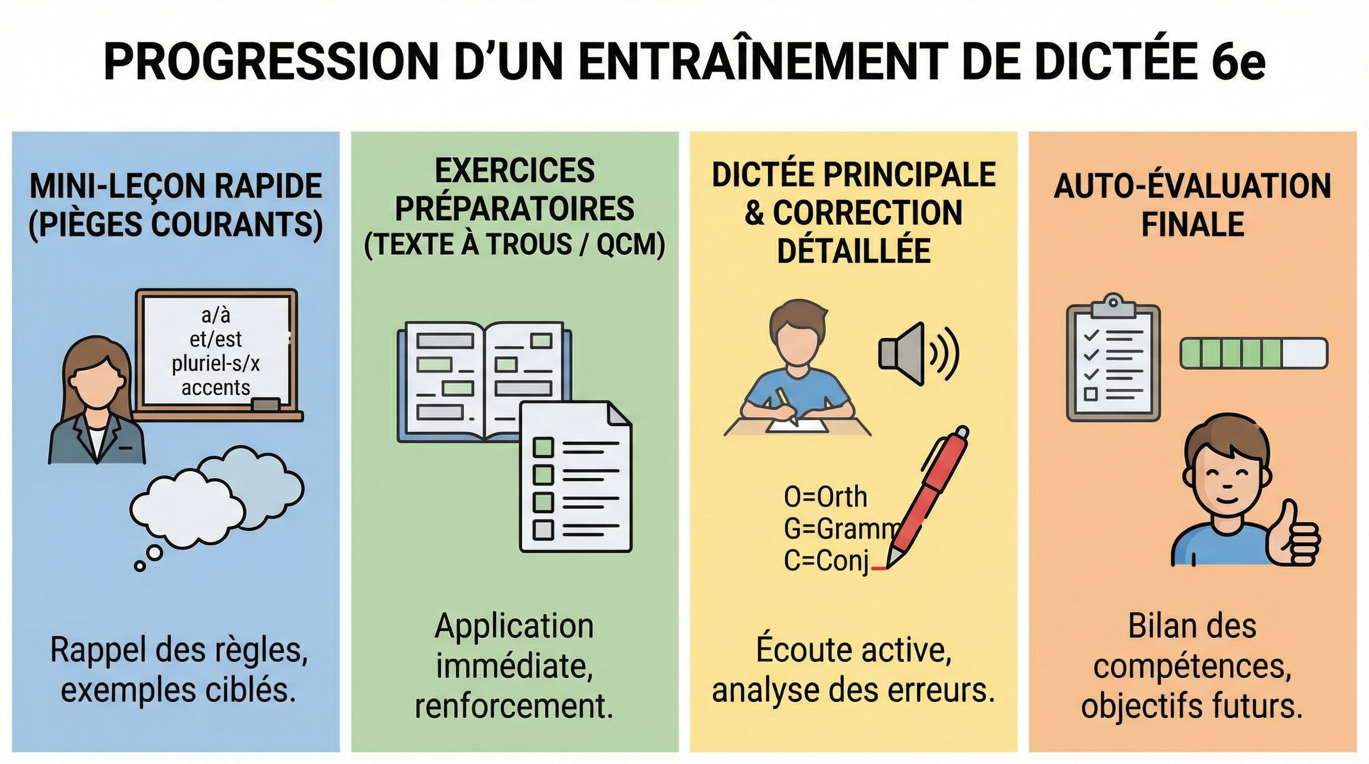 Dictée 6e : exercices corrigés à imprimer