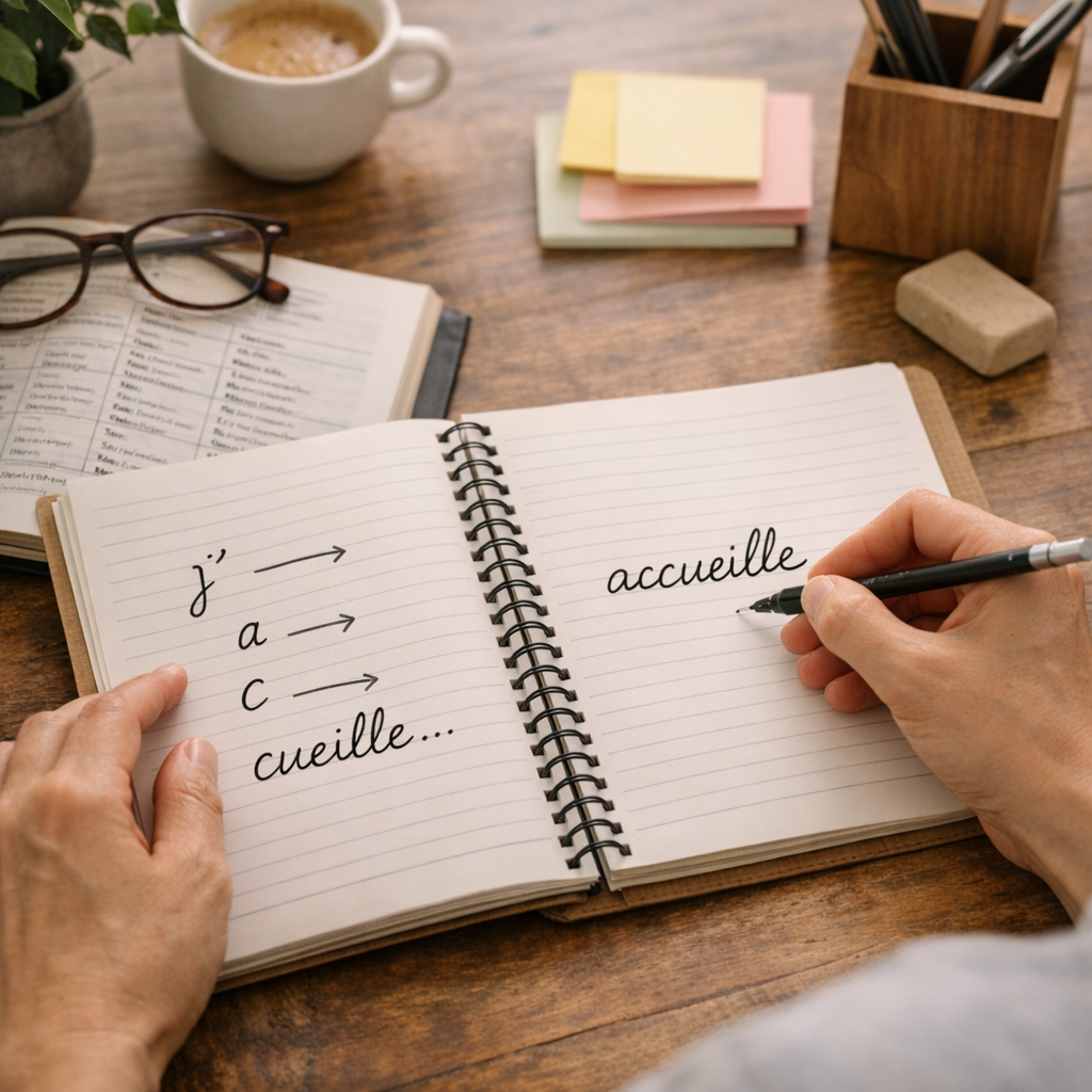 Méthode pas à pas pour écrire j’accueille sans erreur
