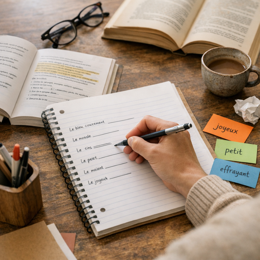 Exemples résolus : trouver et justifier un adjectif