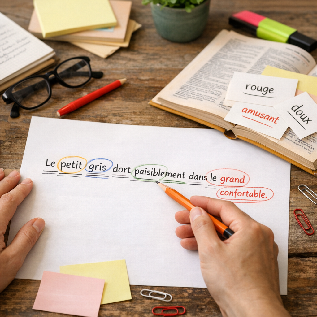 Méthode pas à pas pour trouver un adjectif dans une phrase