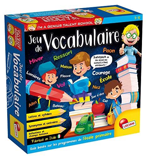 Lisciani - I'm a Genius Talent School - JEU DU VOCABULAIRE - En Français - Pour Enfants dès 5 ans - Développer son Vocabulaire:Synonymes, Contraires, Orthographe & Grammaire - 3 Niveaux Difficulté