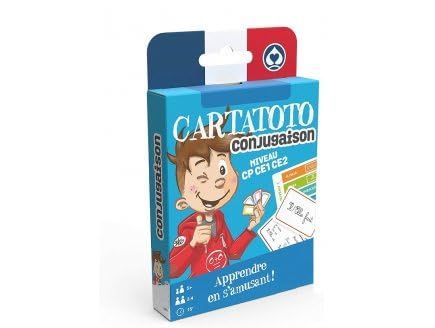 cavernedesjouets Jeu de Carte Enfant : pour cartatoto conjugaison Niveau CP ce1 ce2 - Jeu educatif Version Française - Set Jeu de Societe avec Carte Tigre
