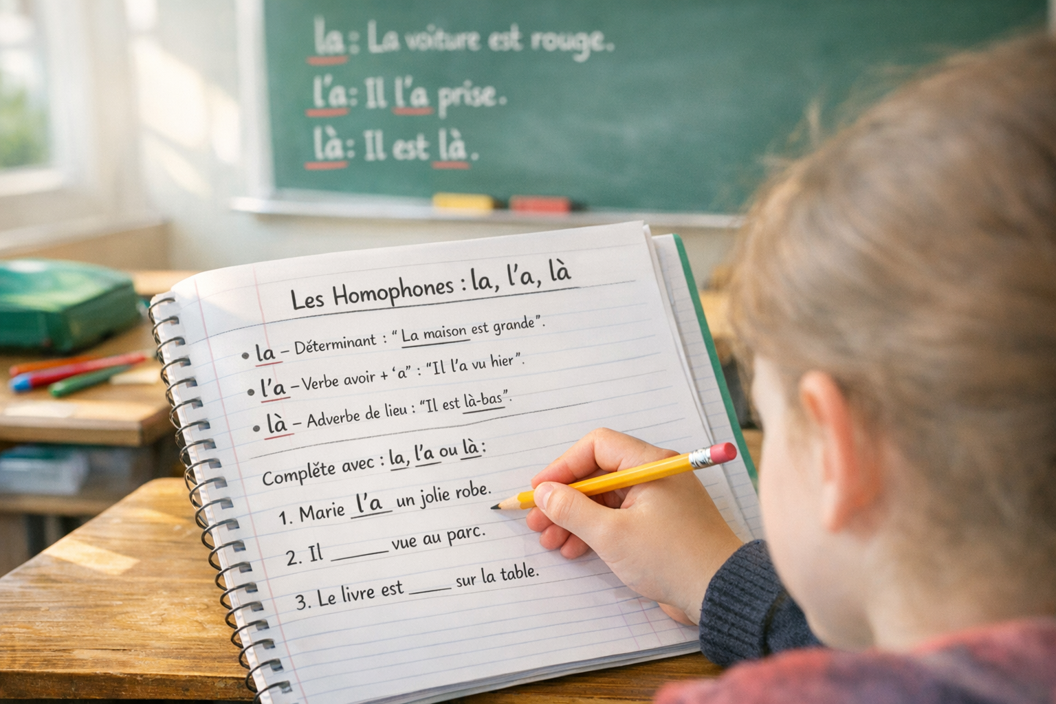 Exercice d'orthographe sur les homophones de « la »