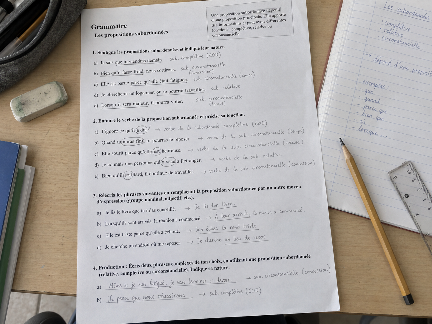 Les exercices sur les propositions vous entraînent en 3e