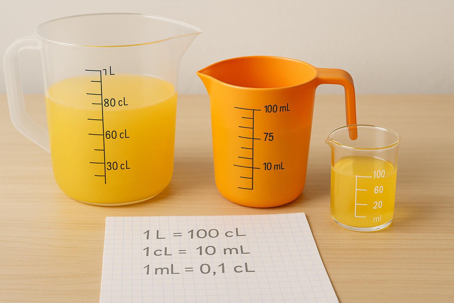 Exercices de conversion litre, centilitre et millilitre
