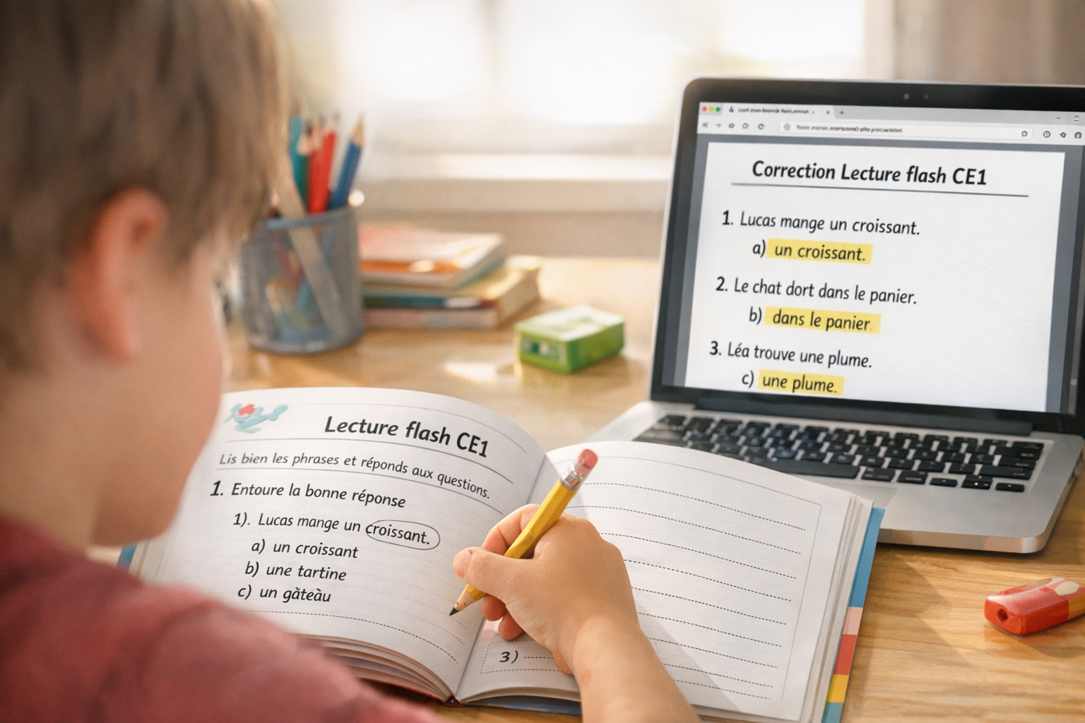 Exercices Lecture flash (CE1) avec corrigé PDF gratuit