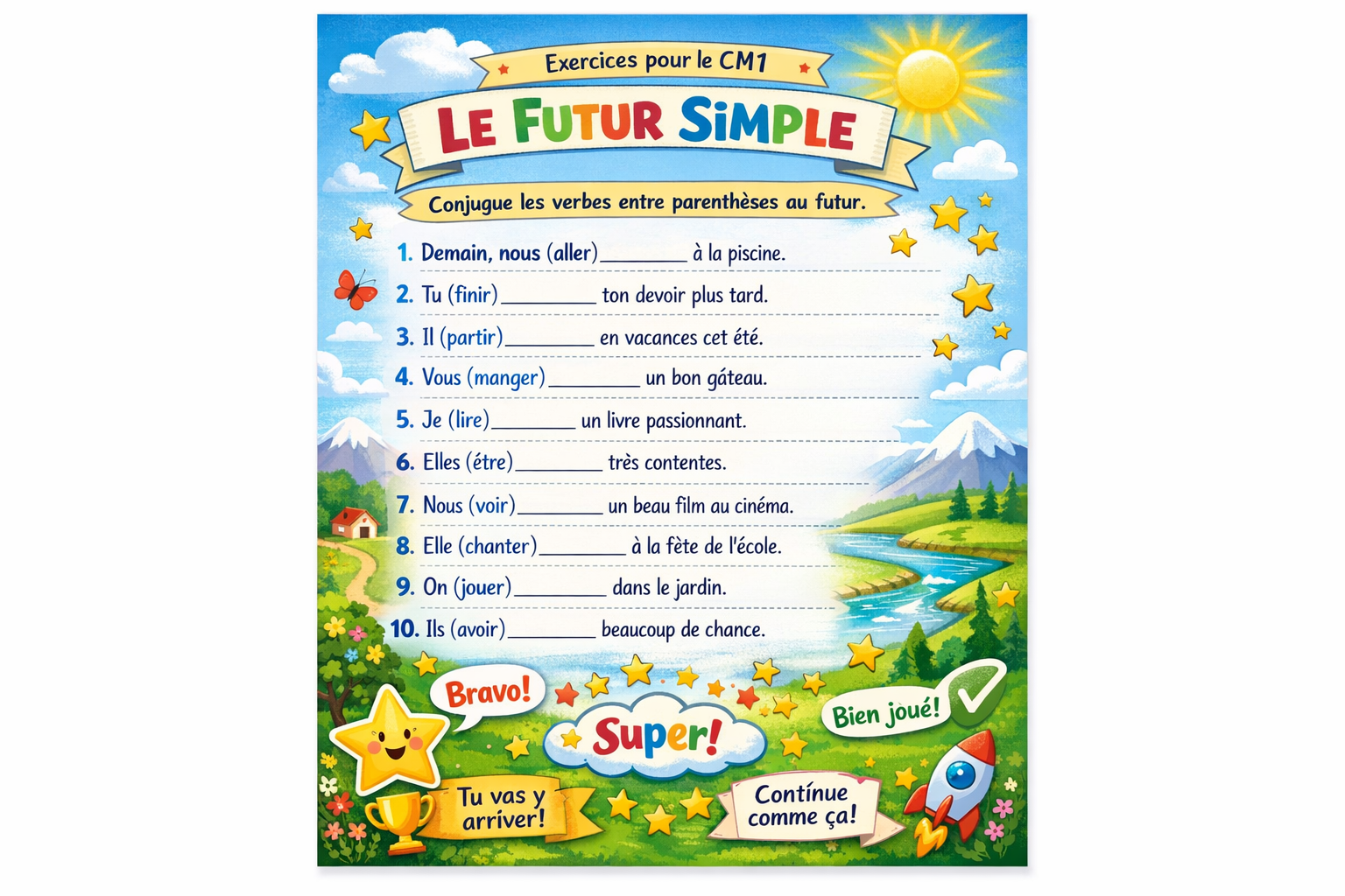 Le futur simple au CM1 : exercices corrigés
