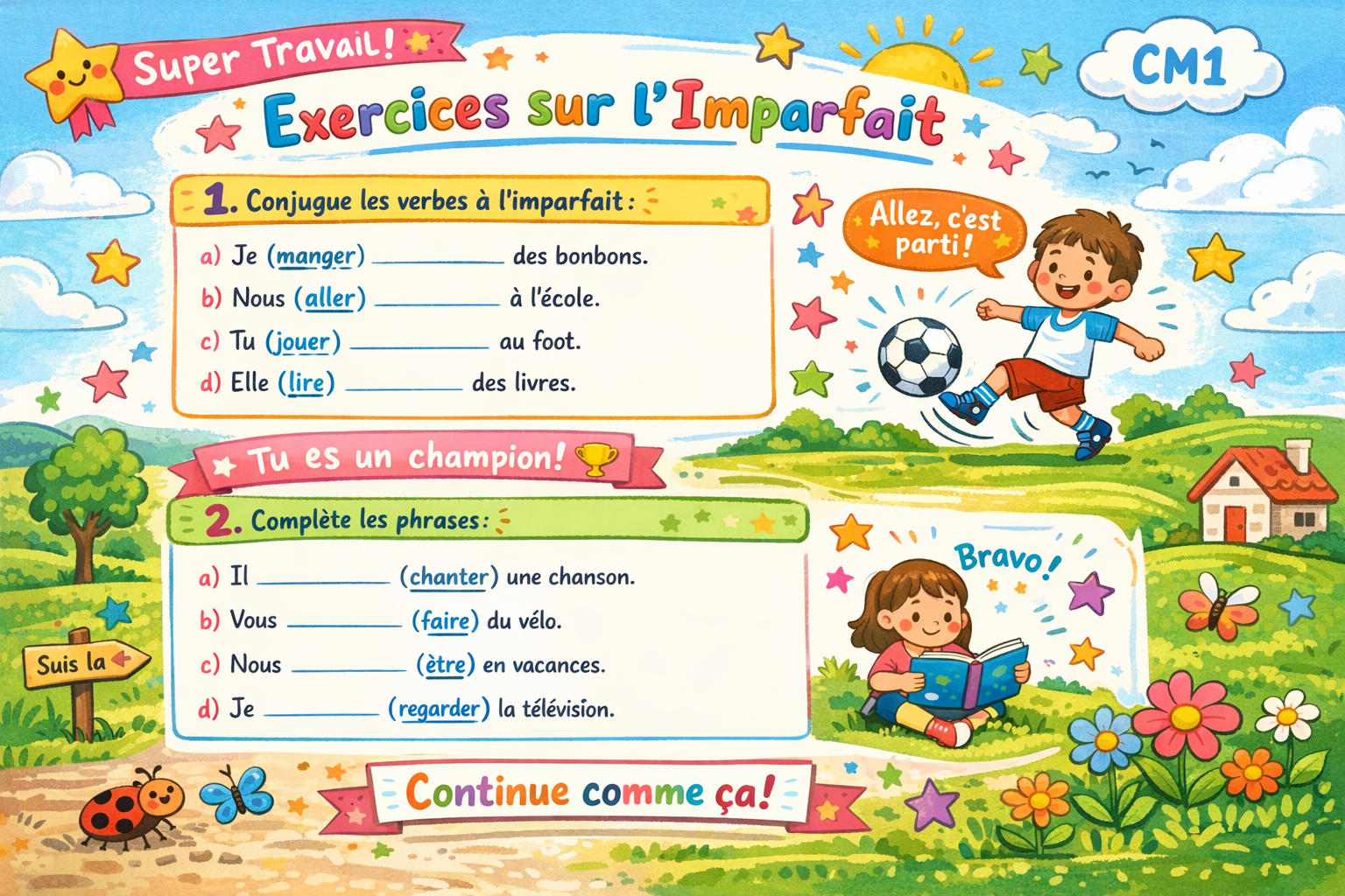 L'imparfait au CM1 : exercices corrigés à imprimer