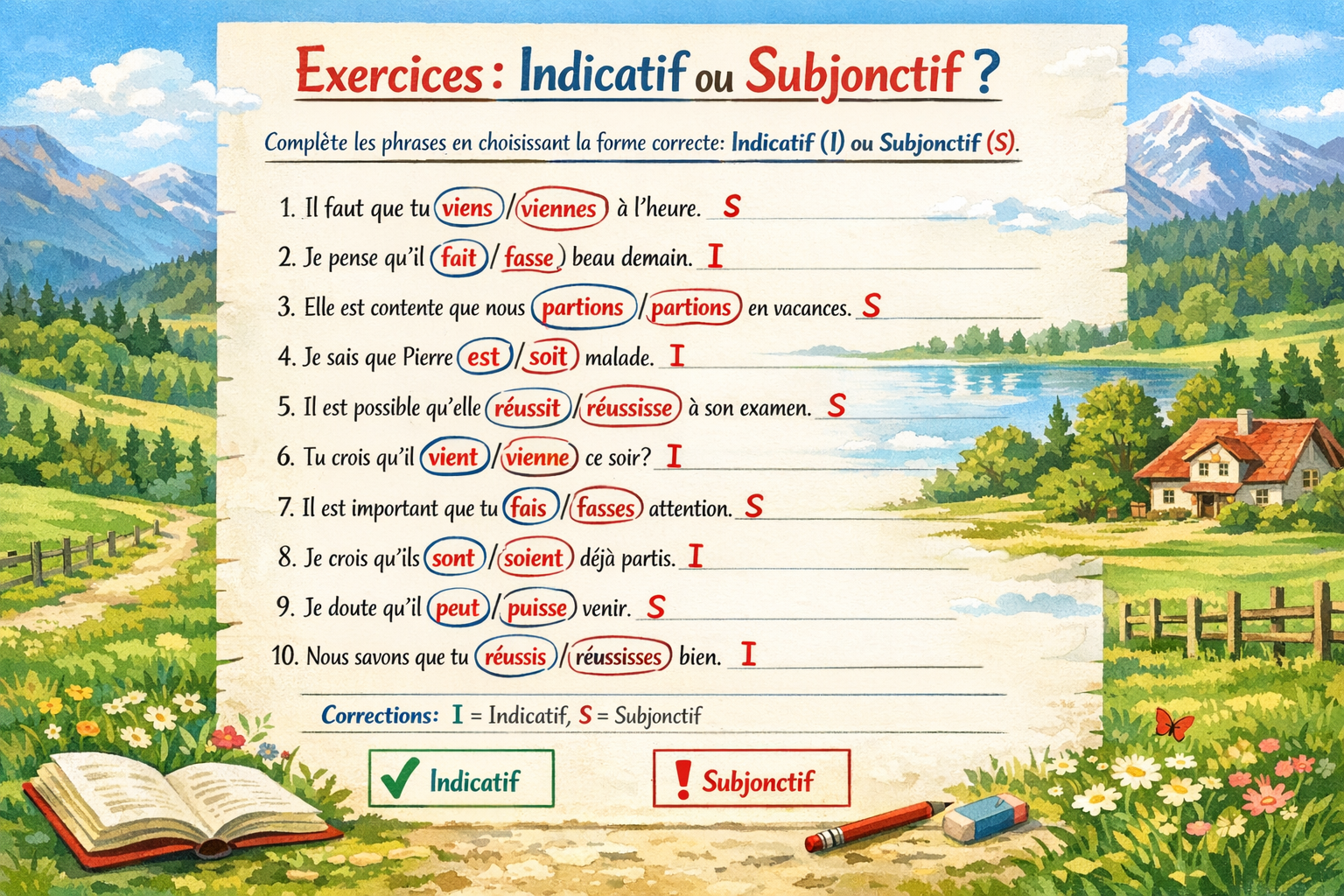 Exercices sur le subjonctif présent : avec corrigés
