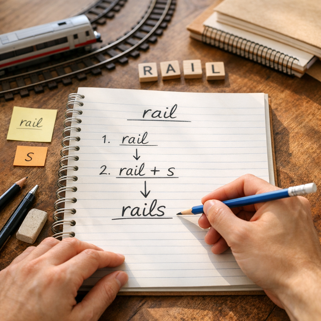 Méthode pas à pas pour écrire rail au pluriel