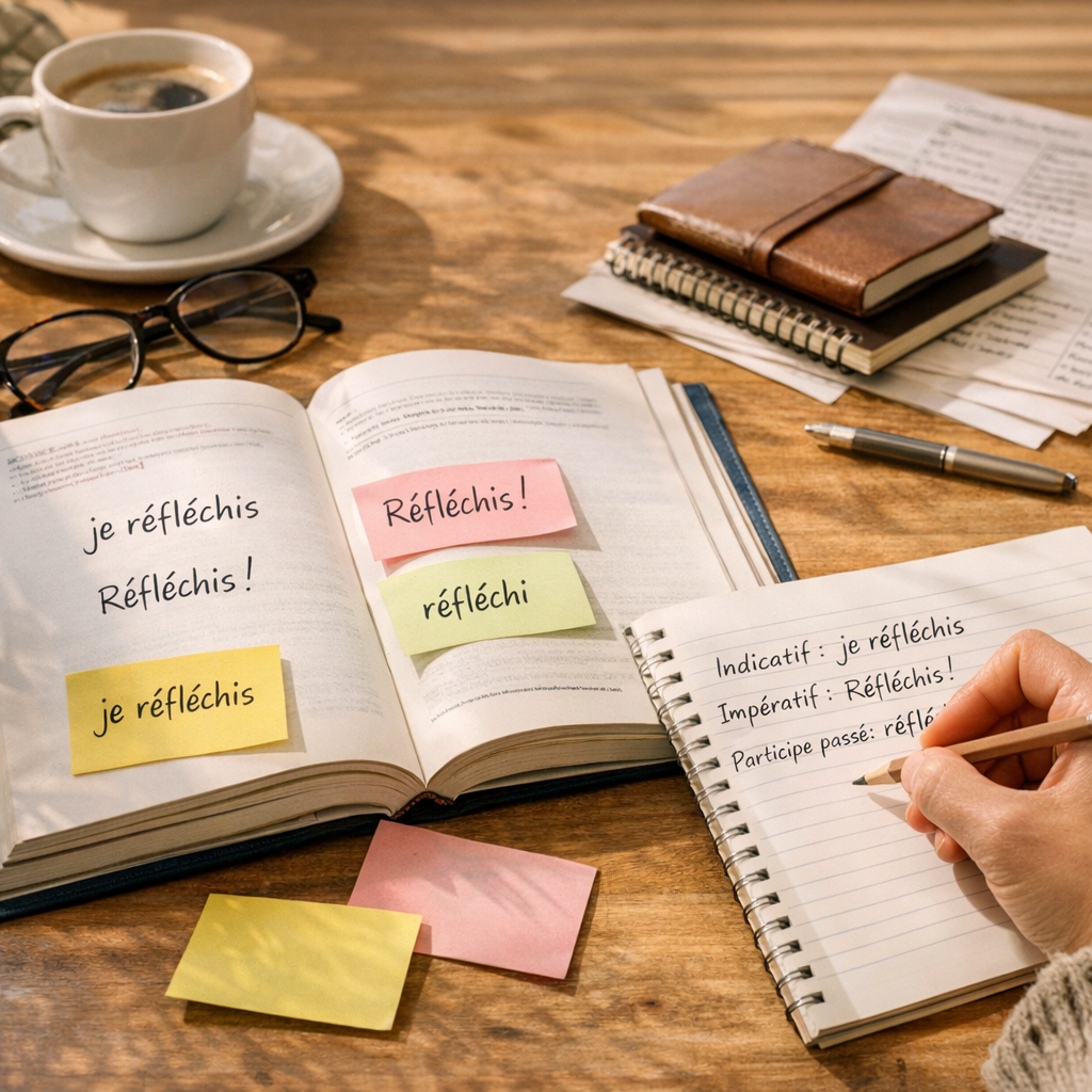 Indicatif, impératif et participe passé : les formes utiles de réfléchir